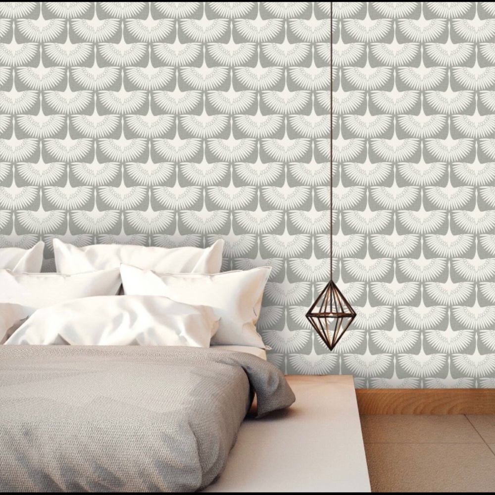 Genevieve Gorder flocked feather wallpaper